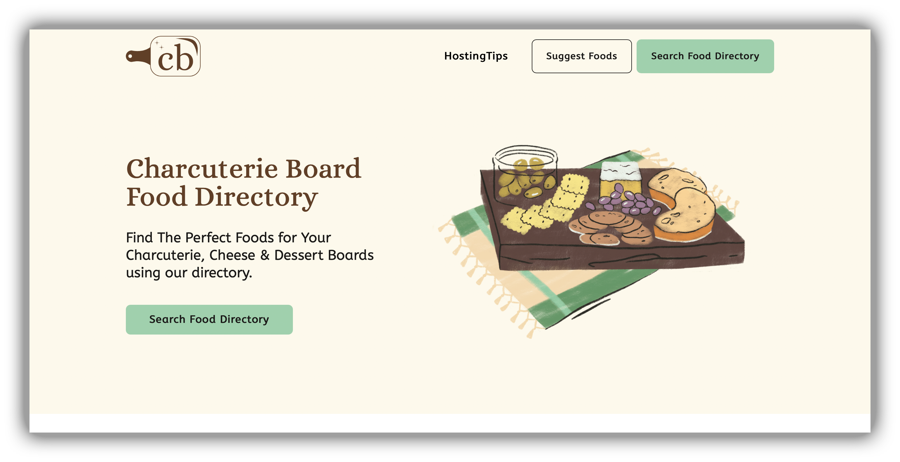 Charcuterie Board Food Directory web app