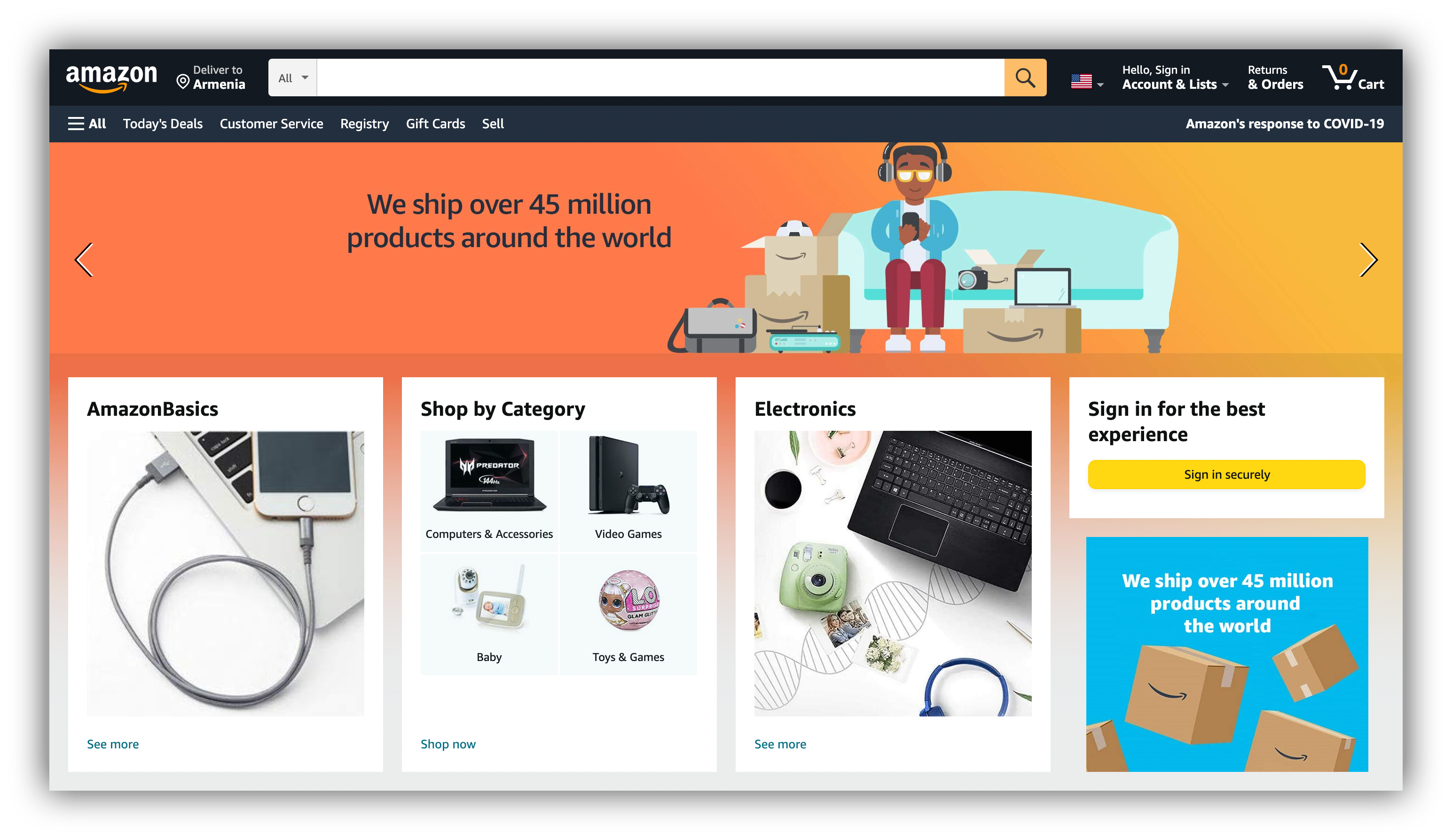 Online marketplace example Amazon