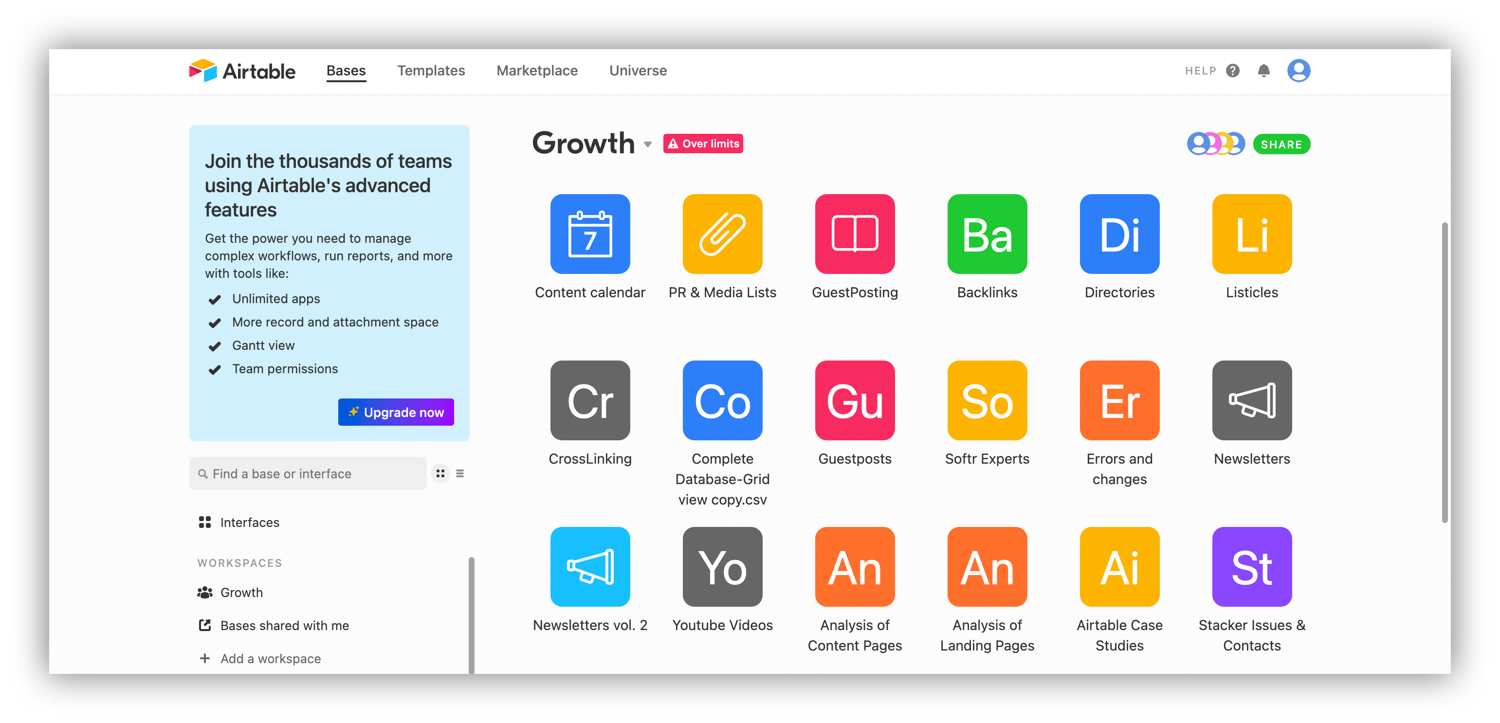 Airtable workspace 