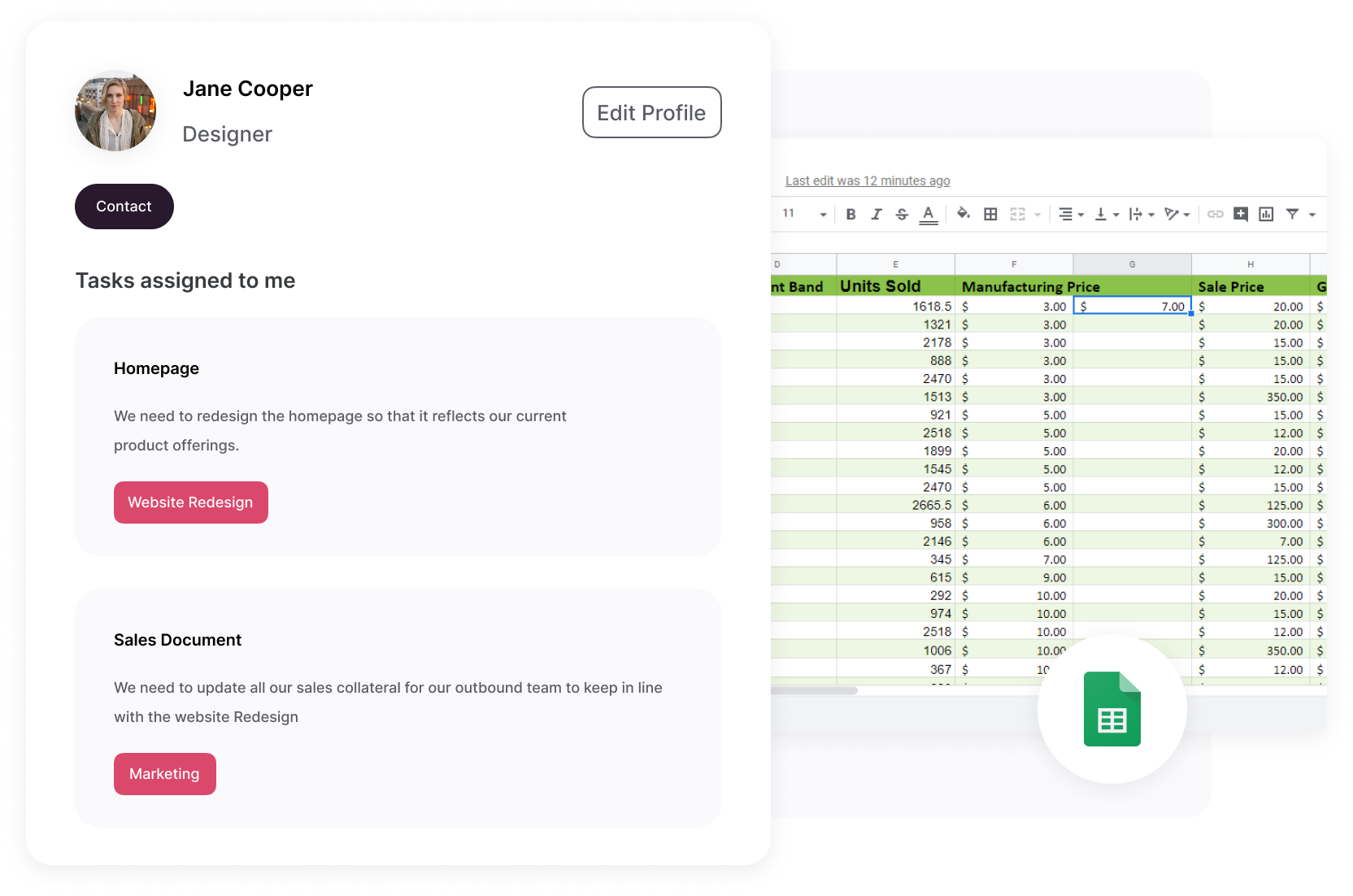 a beautiful front-end to a google sheets database