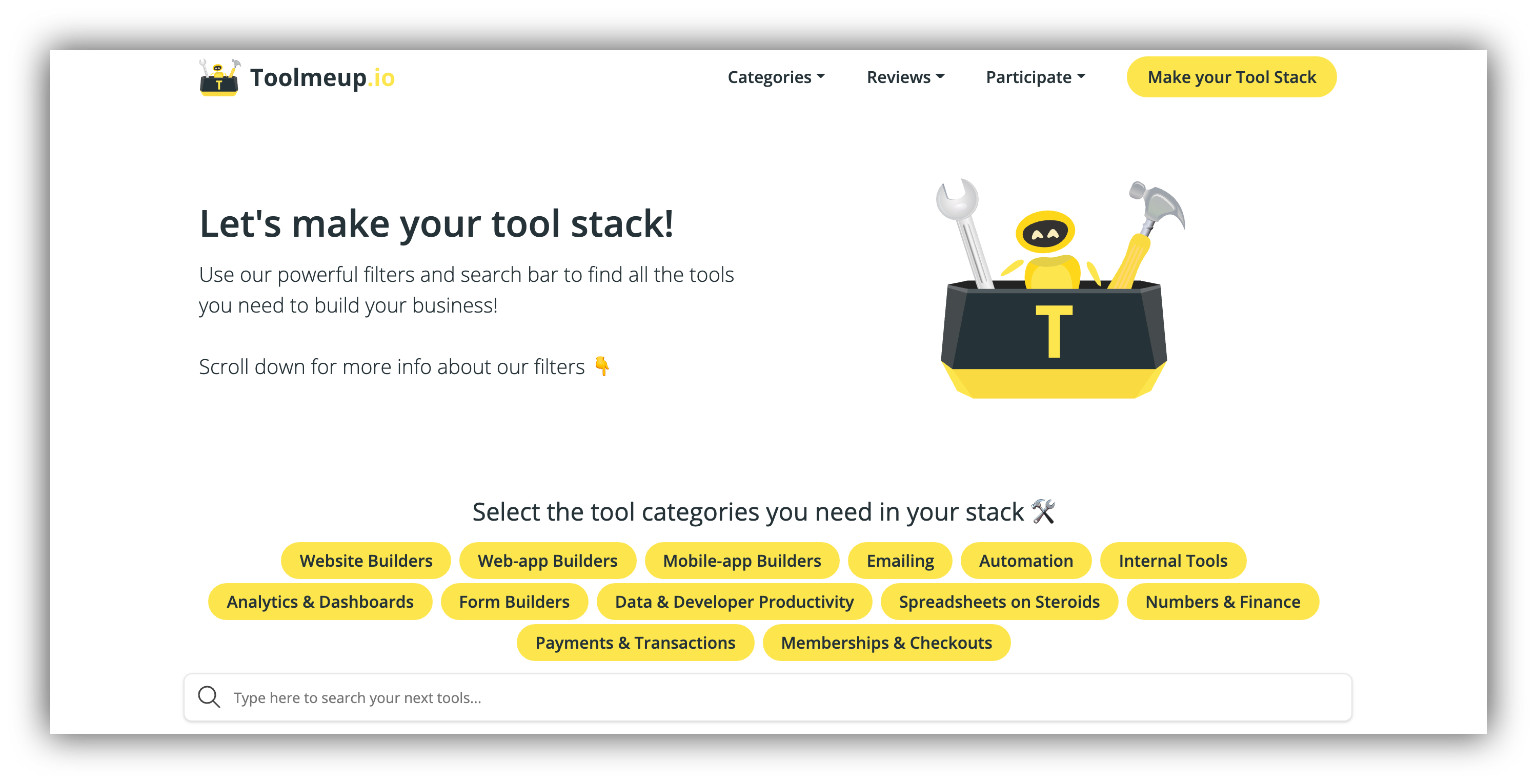 make your stack of startup tools